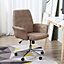 Vinsetto Micro Fiber Office Swivel Chair Mid Back Computer Desk with Adjustable Seat, Arm - Coffee