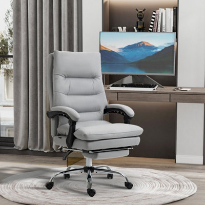 Vinsetto Microfibre Vibration Massage Office Chair with Heat Footrest Grey DIY at B Q