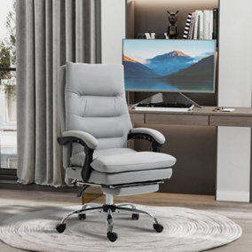 Vinsetto Microfibre Vibration Massage Office Chair with Heat, Footrest, Light Grey