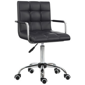 Vinsetto Mid Back Home Office Chair Swivel Computer Chair with Armrests, Black