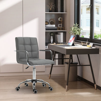 Vinsetto Mid Back Home Office Chair Swivel Computer Chair with Armrests, Grey