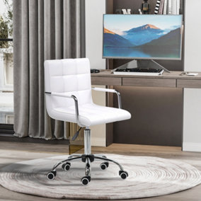 Vinsetto Mid Back Home Office Chair Swivel Computer Chair with Armrests, White