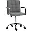 Vinsetto Mid Back PU Leather Home Office Desk Chair Swivel Computer Salon Stool with Arm, Wheels, Height Adjustable, Grey