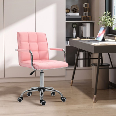 Pink desk chair on wheels hot sale