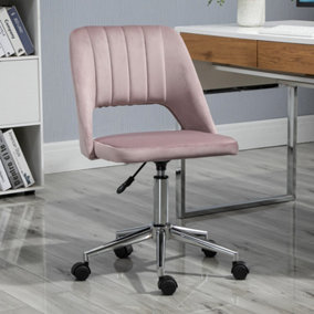 Vinsetto Mid-Back Swivel Home Office Chair Scallop Computer Chair Pink