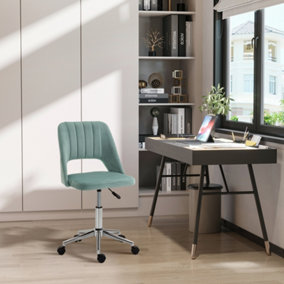 Vinsetto Mid-Back Swivel Home Office Chair Scallop Computer Desk Chair Green