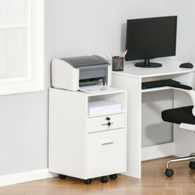 Vinsetto Mobile File Cabinet Lockable Documents Storage w/ 5 Wheels White