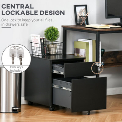 Vinsetto Mobile File Cabinet Steel Lockable w/ Pencil Tray for A4 ...