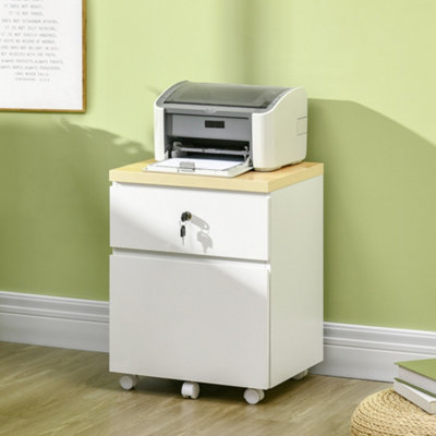 Vinsetto Mobile Filing Cabinet Lockable File Cabinet Legal Size W/ 2 Drawers White