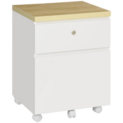 Vinsetto Mobile Filing Cabinet Lockable File Cabinet Legal Size W/ 2 Drawers White