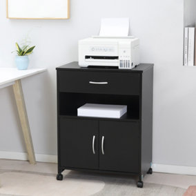 Vinsetto Mobile Printer Stand w/ Storage Shelf Universal Wheels for Home Black