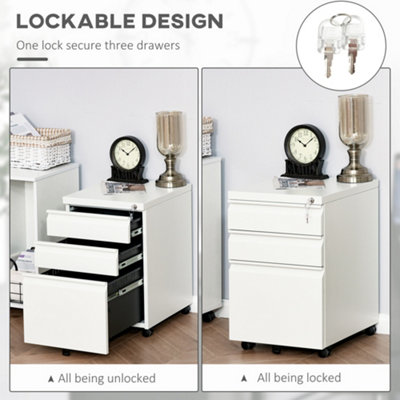 Vinsetto Mobile Vertical File Cabinet Lockable Metal Cabinet with