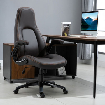 Vinsetto Office Chair 360 Degree Swivel Ergonomic Adjustable Height PU Leather Coffee