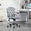 Vinsetto Office Chair Ergonomic 360 degree Swivel Diamante Tufted Home Work Velour Padded Base 5 Castor Wheels Grey