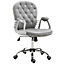 Vinsetto Office Chair Ergonomic 360 degree Swivel Diamante Tufted Home Work Velour Padded Base 5 Castor Wheels Grey