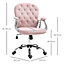 Vinsetto Office Chair Ergonomic 360 degree Swivel Diamante Tufted Home Work Velour Padded Base 5 Castor Wheels Pink