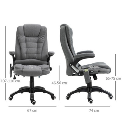 Vinsetto Office Chair Heating Massage Points Relaxing Reclining Grey