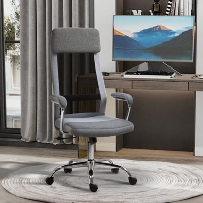 Vinsetto Office Chair Mesh High Back Swivel Task Home Desk Chair w/ Arm, Grey