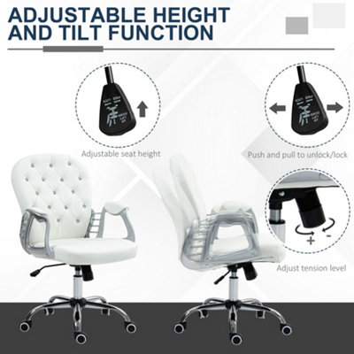 Vinsetto Office Chair PU Diamante Padded Ergonomic 360 degree