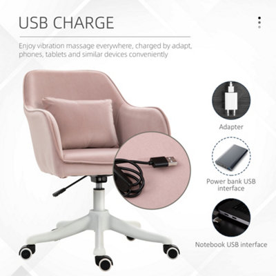Vinsetto Office Chair Rechargeable Vibration Massage with Lumbar Pillow, Wheels