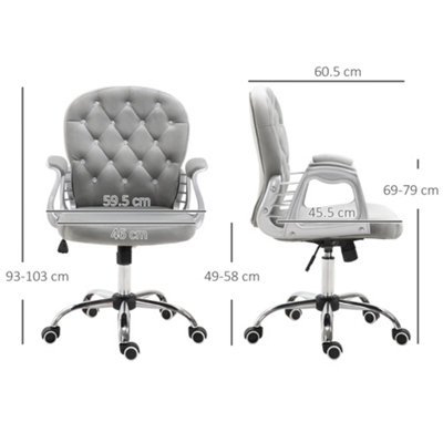 Vinsetto Office Chair Velour Diamond Tufted Padded Ergonomic 360