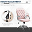 Vinsetto Office Chair Velour Diamond Tufted Padded Ergonomic 360 Swivel Pink