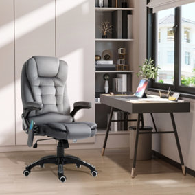 Vinsetto Office Chair w/ Heating Massage Points Reclining Grey