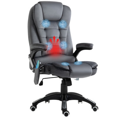 Vinsetto Office Chair w/ Heating Massage Points Reclining Grey