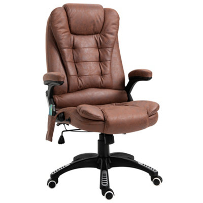 Vinsetto Office Chair w/ Heating Massage Points Relaxing Reclining Brown