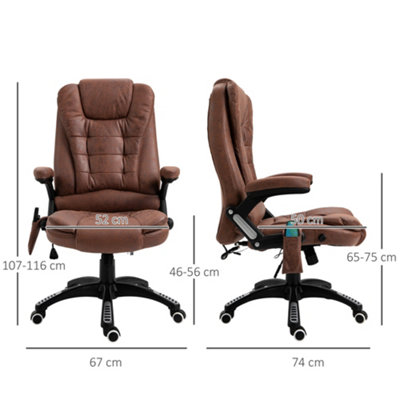 Vinsetto Office Chair w/ Heating Massage Points Relaxing Reclining Brown
