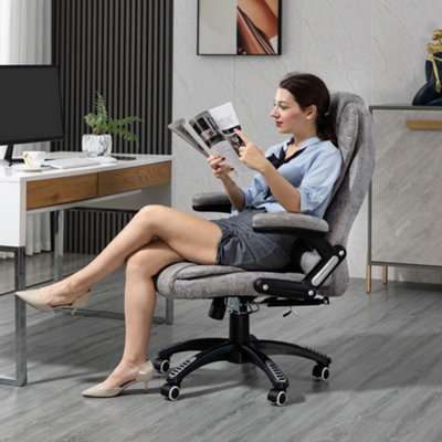 Vinsetto Office Chair w/ Heating Massage Points Relaxing Reclining Grey