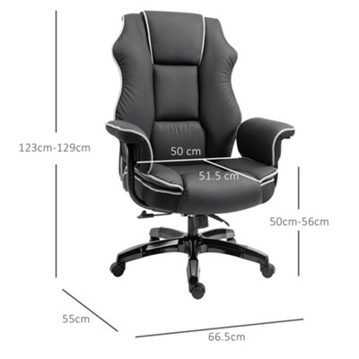 Vinsetto Piped PU Leather Office Chair, High Back Executive, Computer Desk with Armrests, Adjustable Height, Black