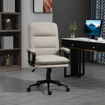 Vinsetto PU Leather Office Chair for Home with Arm, Adjustable Height, Grey