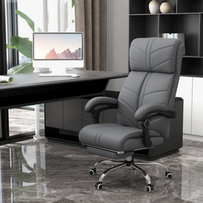 Vinsetto PU Leather Vibration Massage Office Chair with Heat, Footrest, Grey