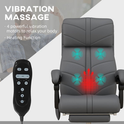 Vinsetto PU Leather Vibration Massage Office Chair with Heat, Footrest, Grey