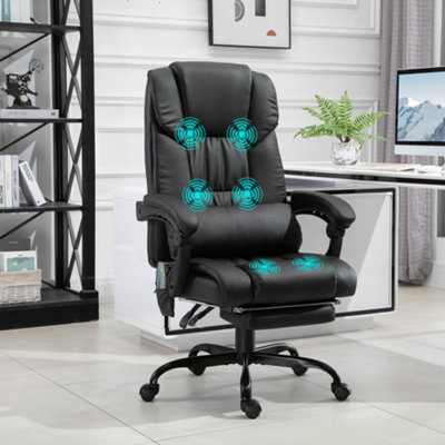 Vinsetto PU Massage Office Chair Height Adjustable Computer Chair Black