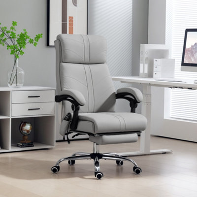 Vinsetto PU Vibration Massage Office Chair with Heat, Footrest, Light Grey