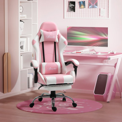 Vinsetto Racing Gamer Chair w/ Lumbar Support, Office Gaming Chair, Pink