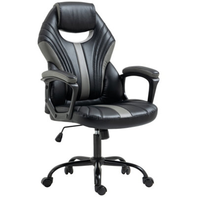 Vinsetto Racing Gaming Chair Gamer Chair with Armrests Swivel Wheels Black Grey