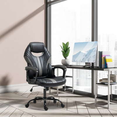 Vinsetto Racing Gaming Chair Gamer Chair with Armrests Swivel Wheels, Black