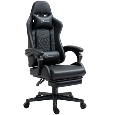 Vinsetto Racing Gaming Chair PVC Leather Gamer Recliner Home Office, Black