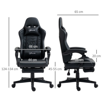 Vinsetto Racing Gaming Chair PVC Leather Gamer Recliner Home Office, Black