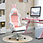 Vinsetto Racing Gaming Chair, Reclining PU Leather Computer Chair Removable Rabbit Ears, Footrest, Headrest Lumber Support, Pink