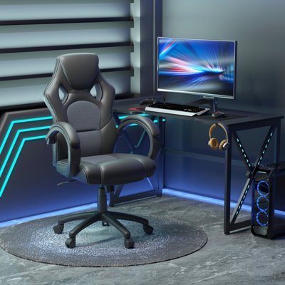 Vinsetto Racing Gaming Chair Swivel Gamer Chair with Wheels Black Home Office