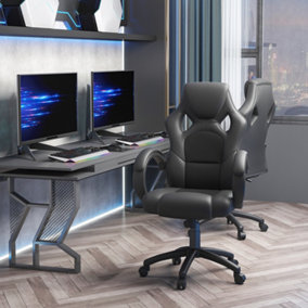 Vinsetto Racing Gaming Chair Swivel Home Office Gamer Chair Wheels Black