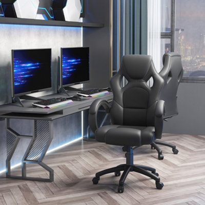 Vinsetto Racing Gaming Chair Swivel Home Office Gamer Chair with Wheels Black