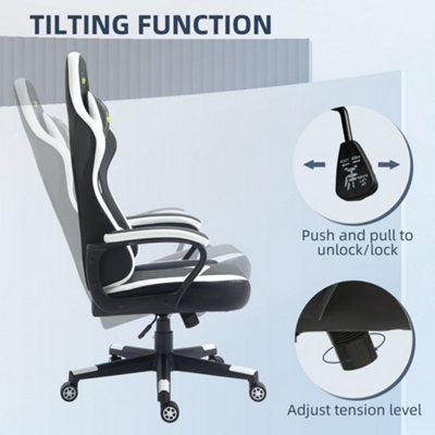 Vinsetto Racing Gaming Chair w/ Lumbar Support, Gamer Office Chair ...