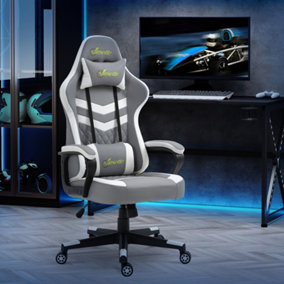 Vinsetto Racing Gaming Chair w/ Lumbar Support, Gamer Office Chair, Grey White