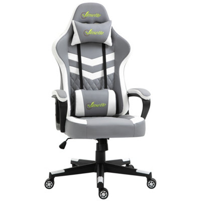 Vinsetto Racing Gaming Chair w/ Lumbar Support, Gamer Office Chair, Grey White
