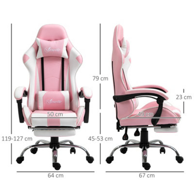 Vinsetto Racing Gaming Chair w/ Lumbar Support, Office Gamer Chair, Pink